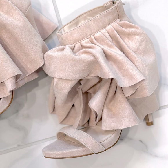 Dusty Pink Fringe Layered Heels - Picture 4 of 4